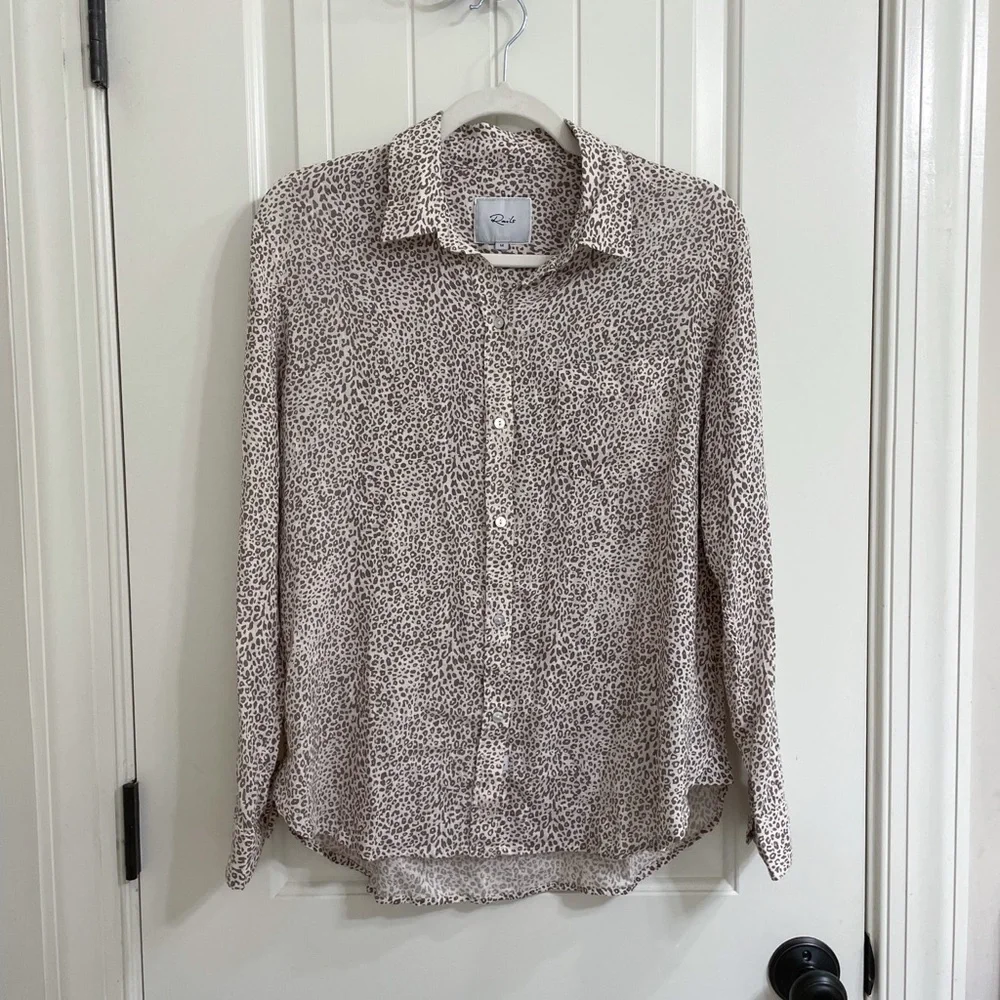 Rails Leopard Print Button Down Shirt - Sand Cheetah Print Sz M - Picture 1 of 7